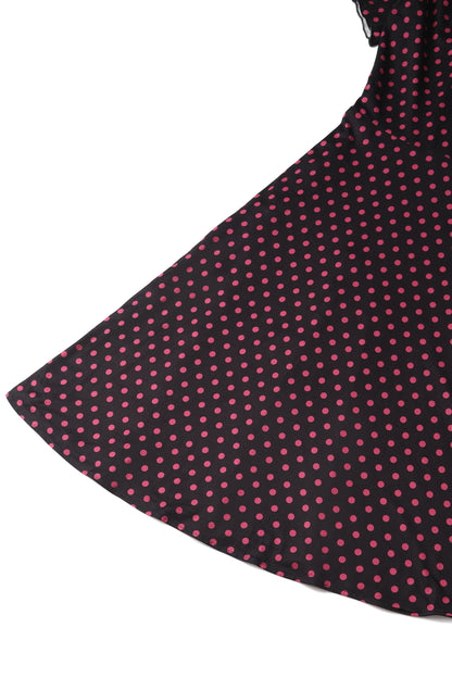 Palma Black Pink Polka Dot Casual Dress