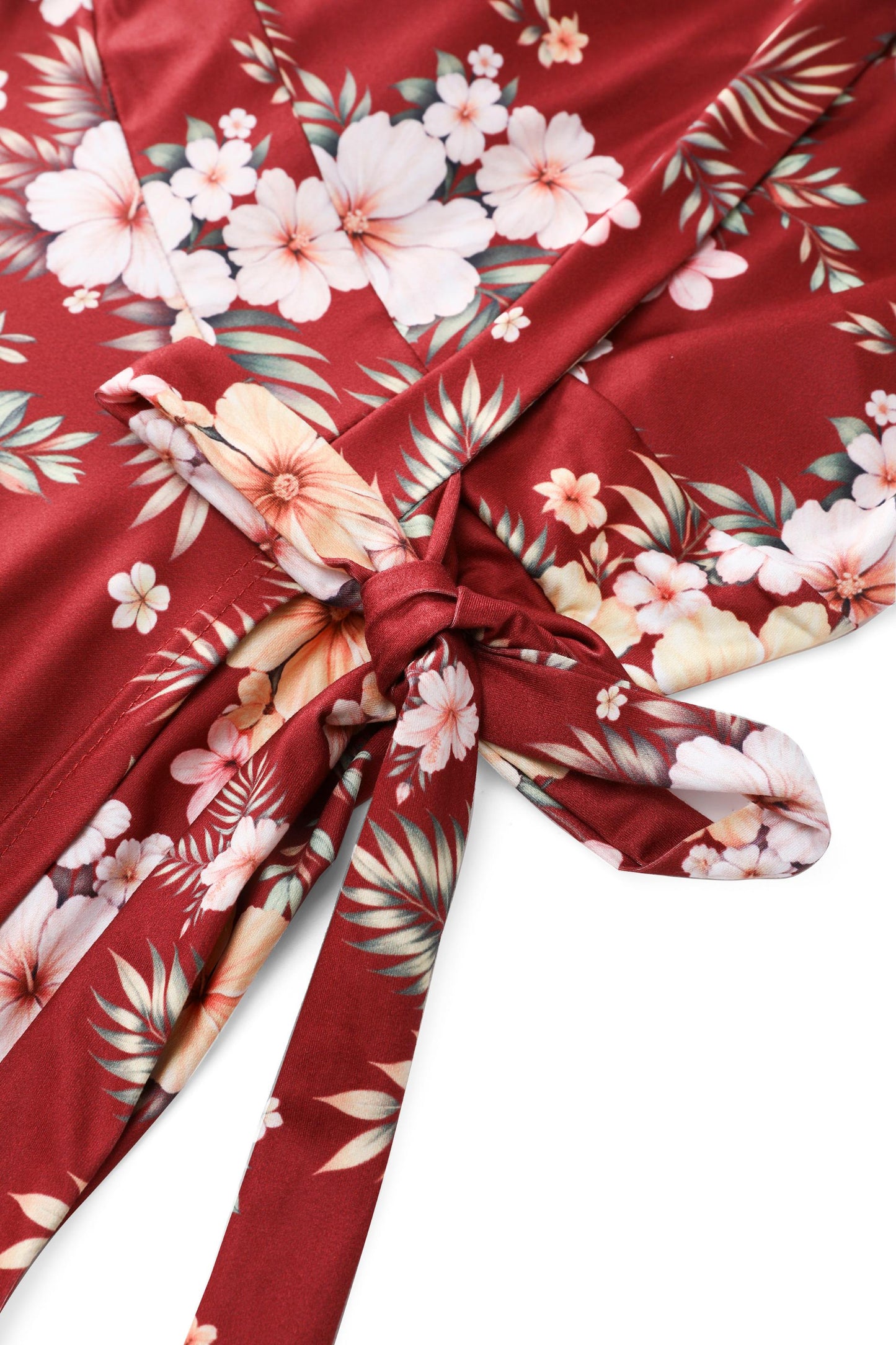 Matilda Vintage Inspired Hibiscus Wrap Dress in Burgundy