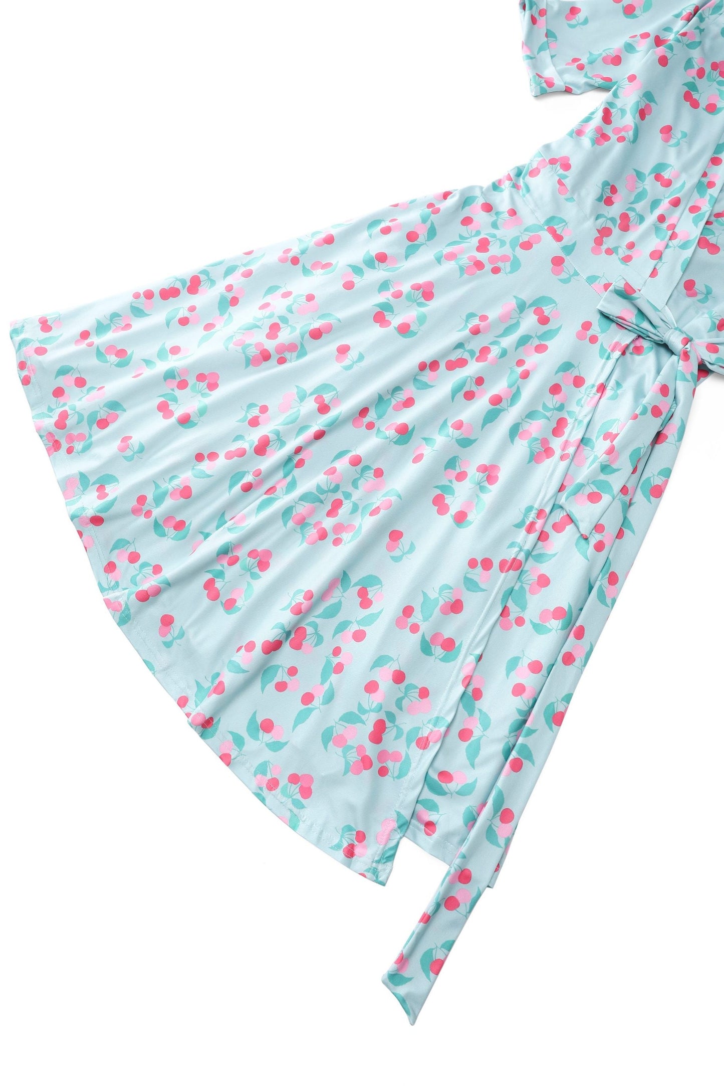 Matilda Baby Blue Cherry Wrap Dress