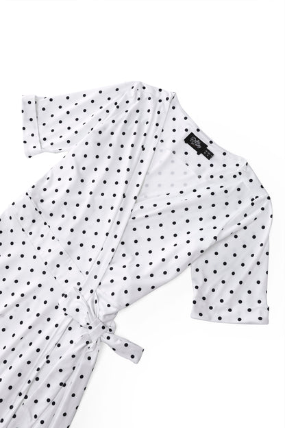 Matilda Polka Dot Wrap Dress in White