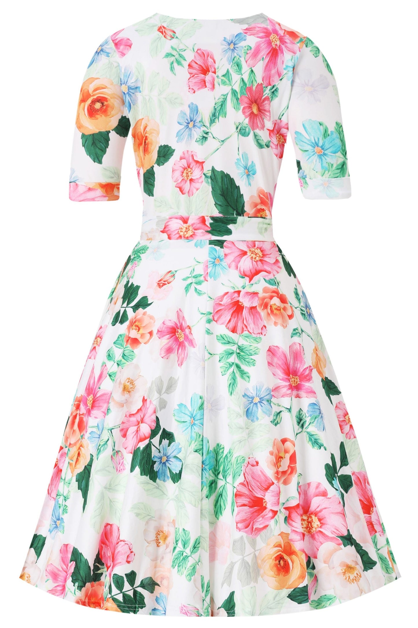Matilda Summer Floral Wrap Dress in White