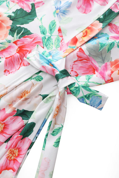 Matilda Summer Floral Wrap Dress in White