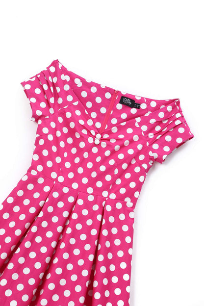 Lily Hot Pink Off Shoulder Spot Dress