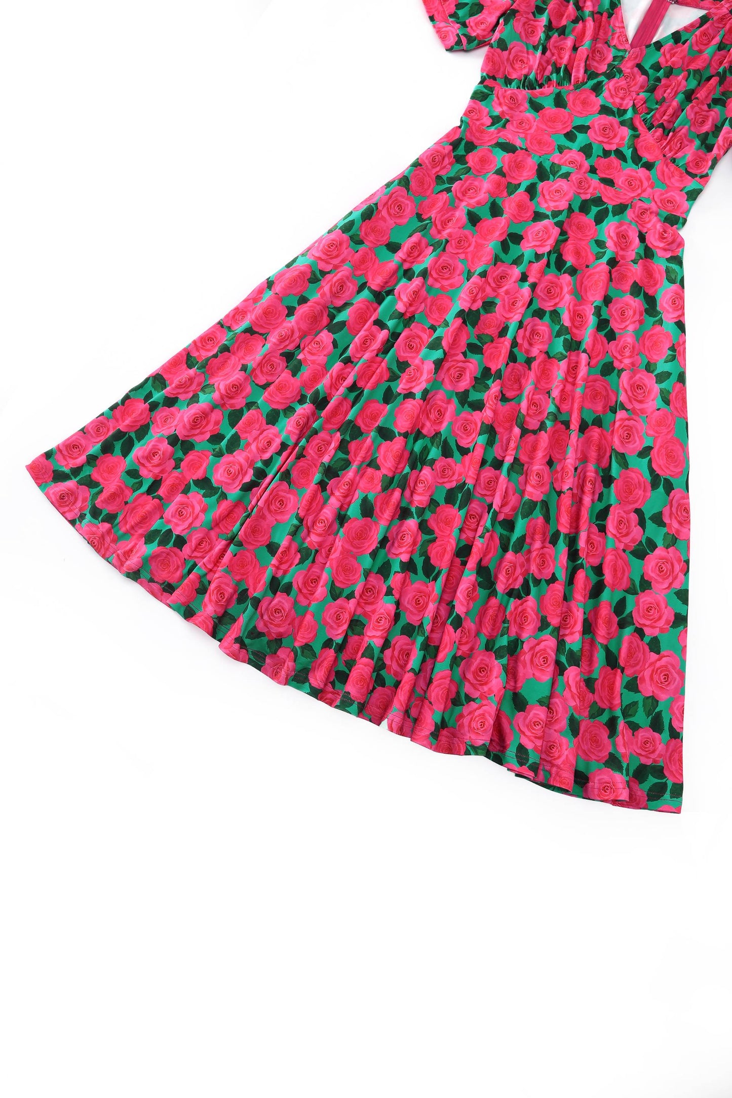 Julia Pink Rose Tea Dress in Green