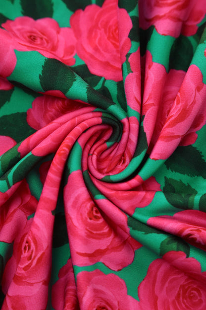 Julia Pink Rose Tea Dress in Green