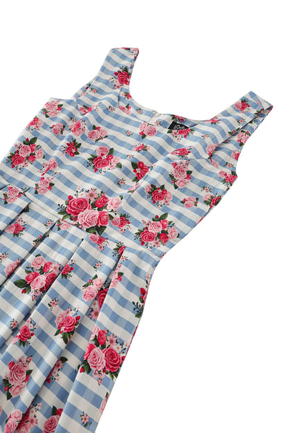 Ophelia Floral Gingham Midi Dress