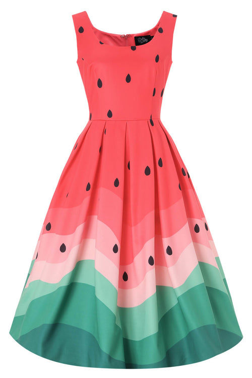 Amanda Watermelon Flared Dress