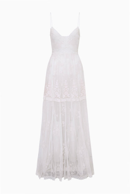 Valmy Embroidered Tulle Maxi Dress
