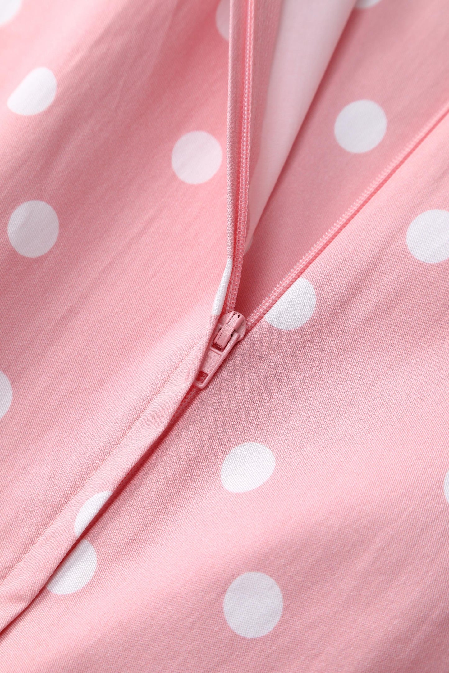 Annie Retro Polka Dot Dress in Pale Pink & White