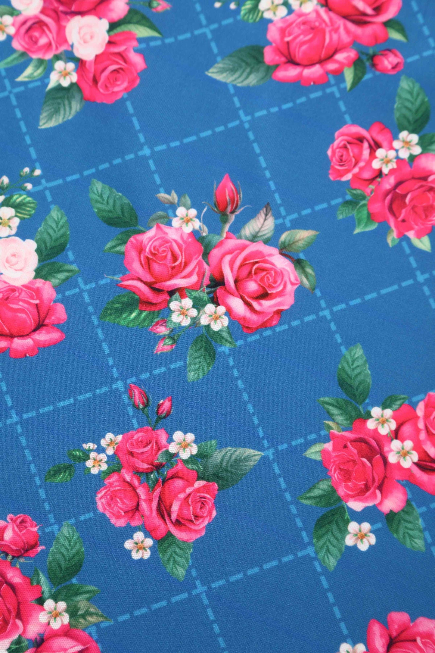 Aisley Blue Rose Pleated Midi Skirt