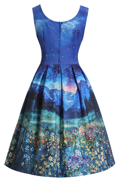 Amanda Cat Starry Night Flared Dress