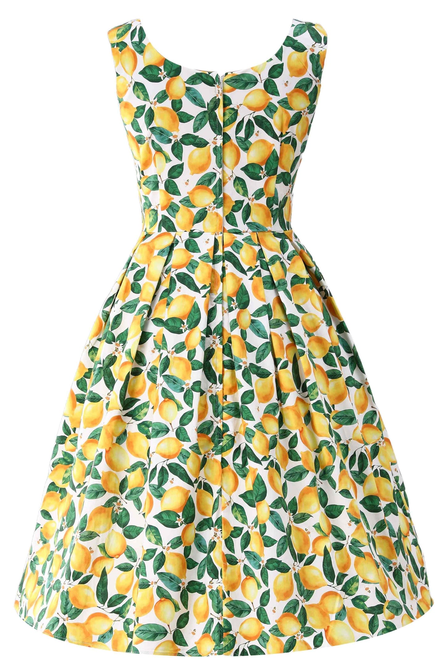 Amanda Lemon Flared Dress In White