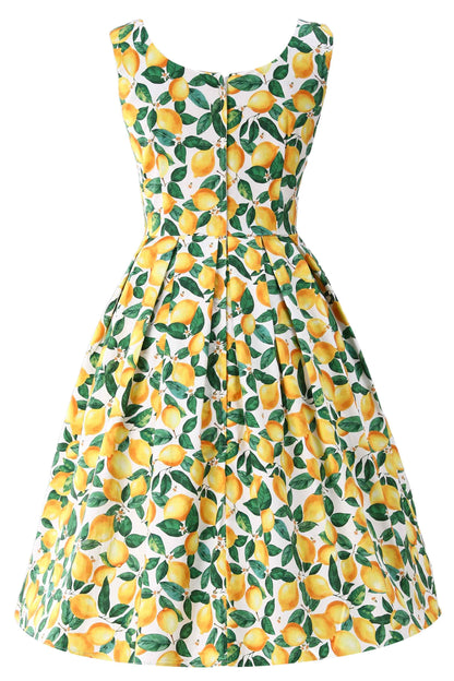 Amanda Lemon Flared Dress In White