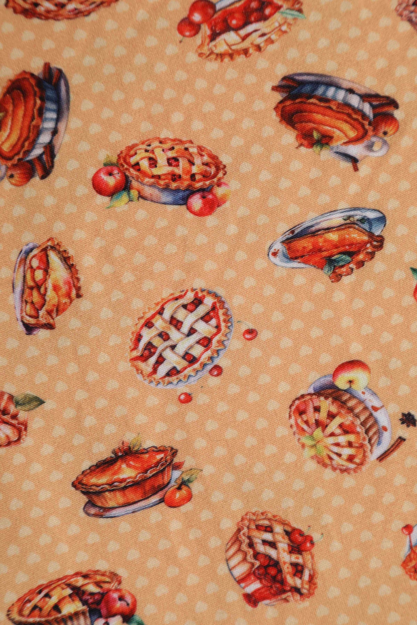 Palma Sleeved Tea Dress in Muted Orange Apple Pie Print