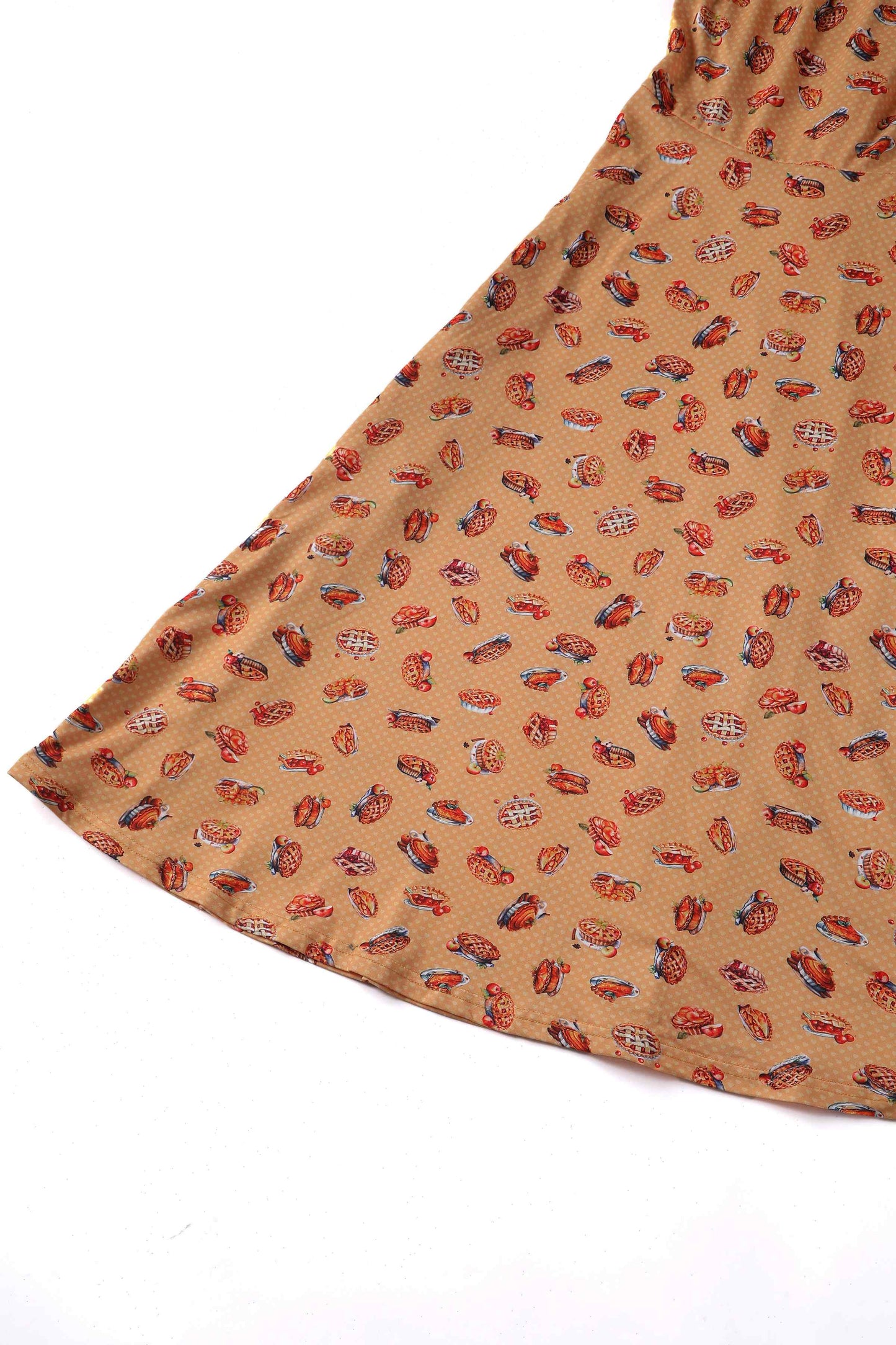Palma Sleeved Tea Dress in Muted Orange Apple Pie Print