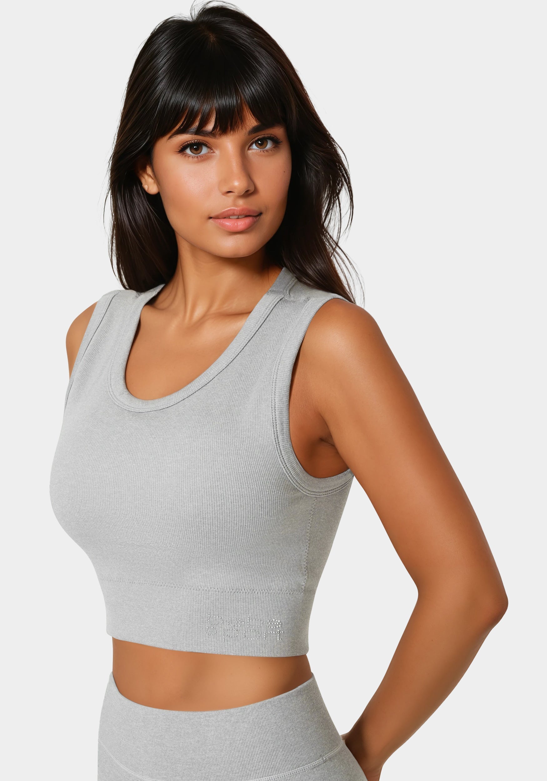 Double Layer Front Seamless Crop Tank