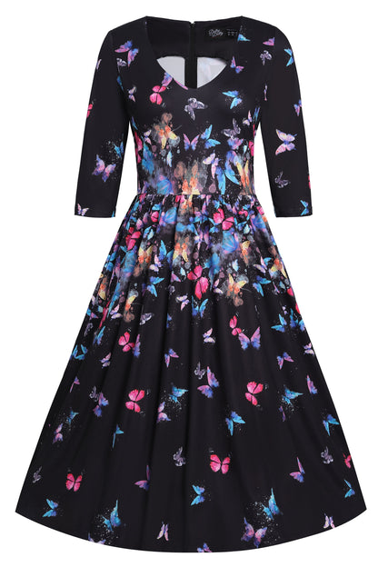 Billie Black Butterfly Long Sleeved Dress