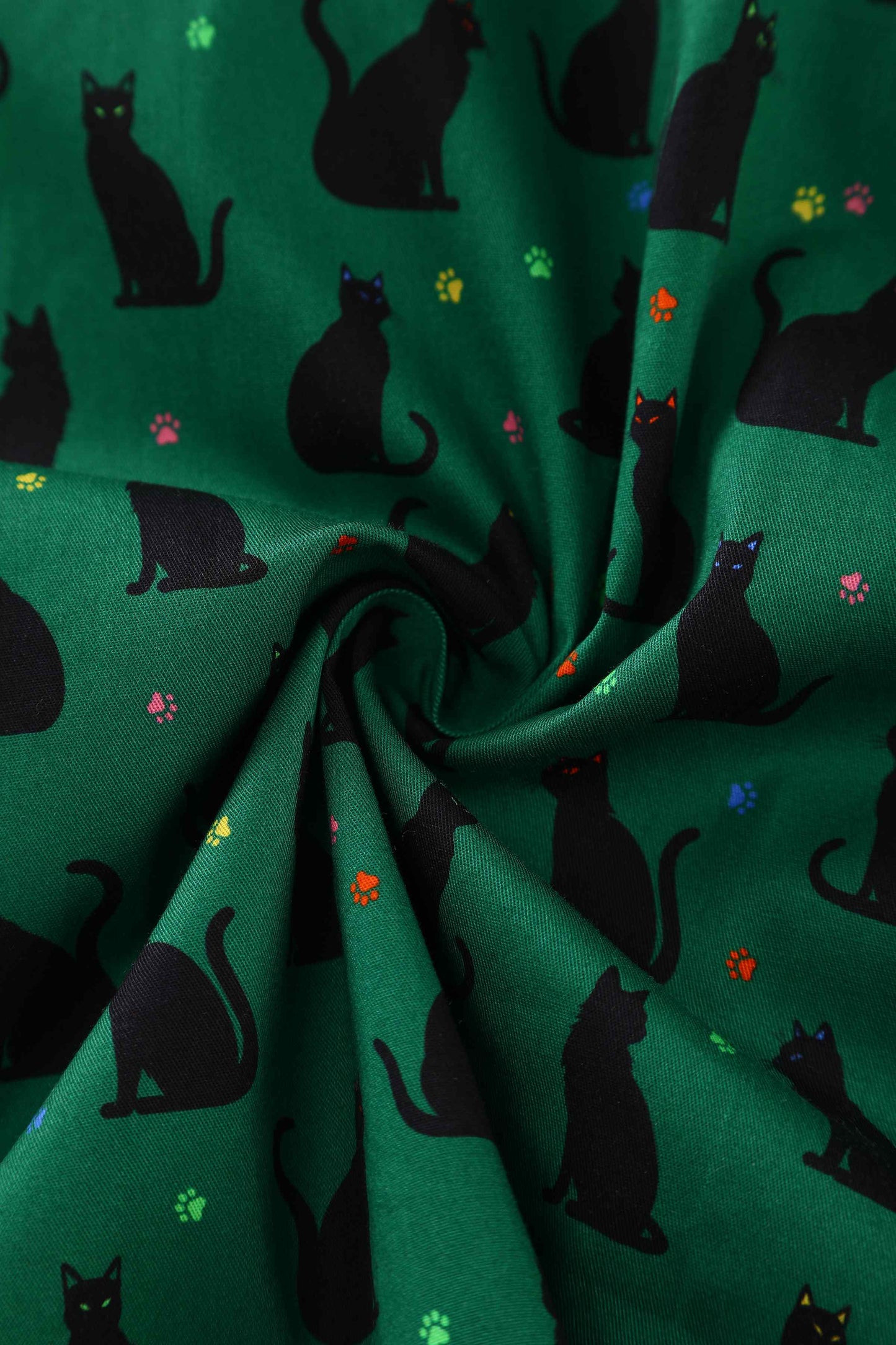 Mabel Black Cat Midi Shirt Dress In Green