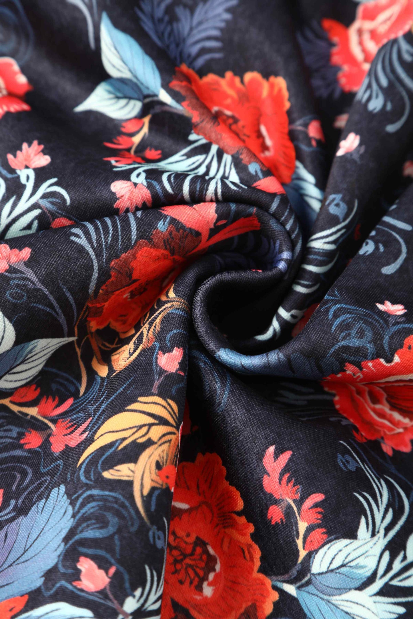 Amanda Black Tapestry Floral Swing Dress