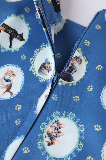 Amanda Blue Cat In The Mirror Swing Dress