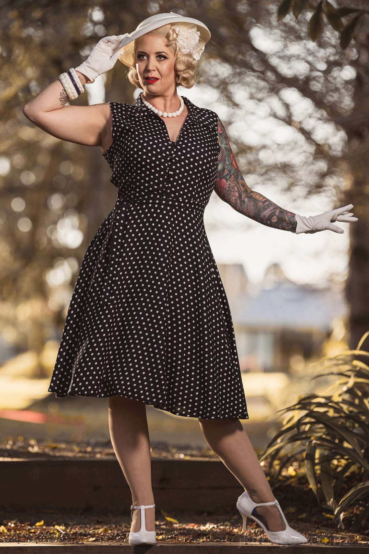 Poppy Blue Polka Dot Shirt Dress