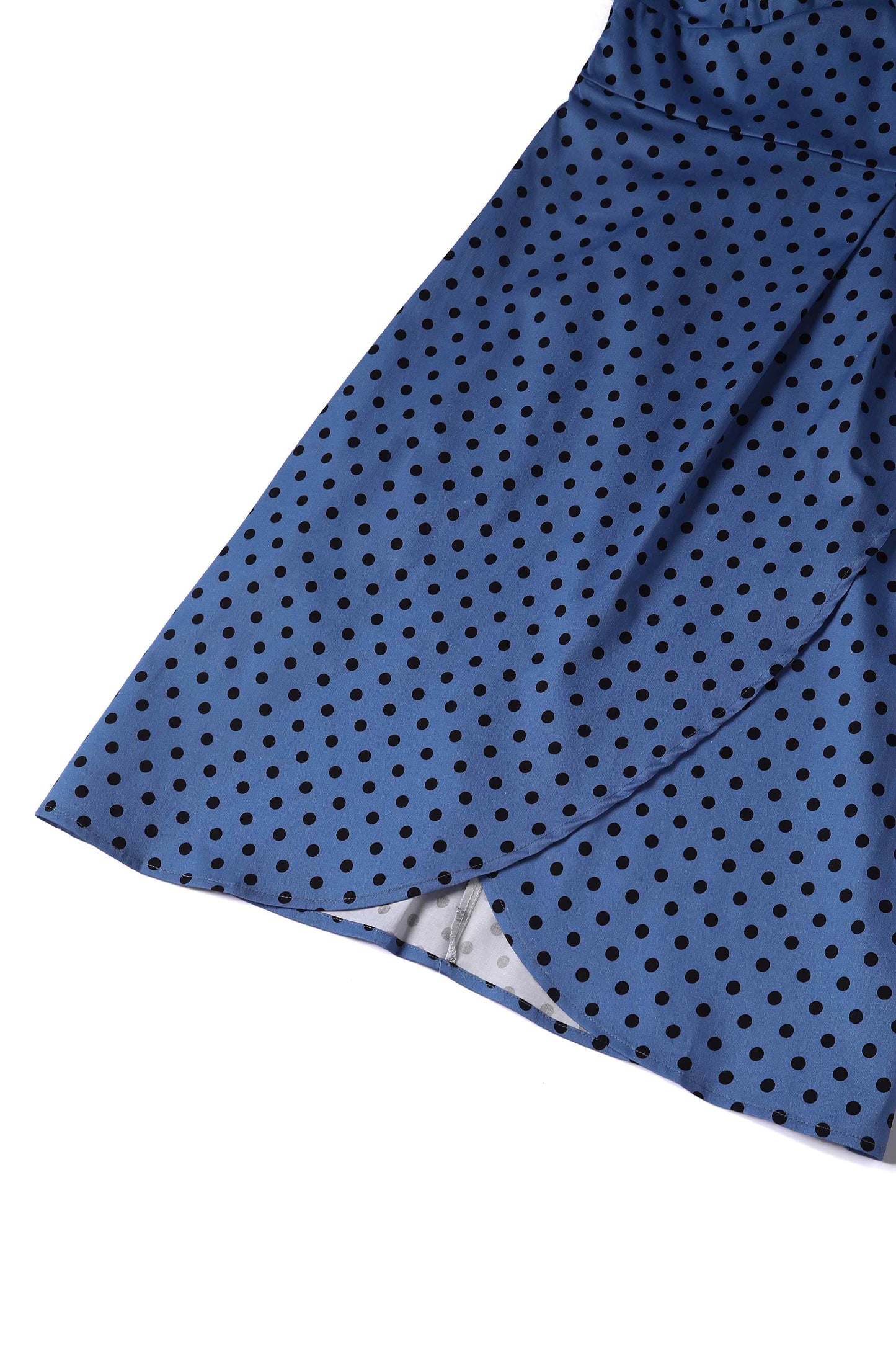 Adela Sleeveless Wiggle Dress in Blue Polka Dot Print