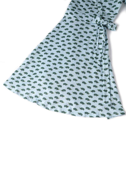 Matilda Blue Sea Turtle Wrap Dress