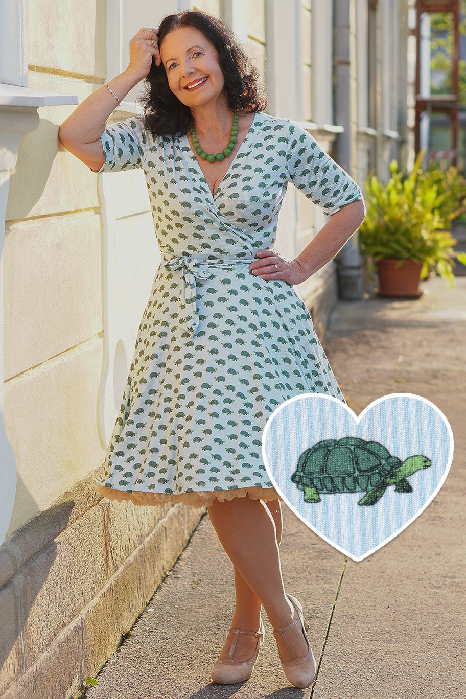 Matilda Blue Sea Turtle Wrap Dress