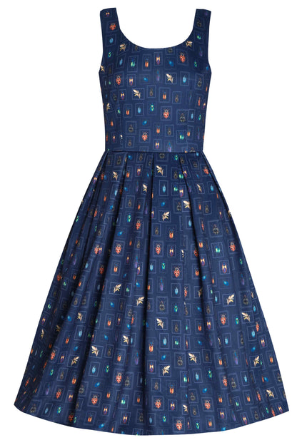 Amanda Navy Blue Bug Swing Dress