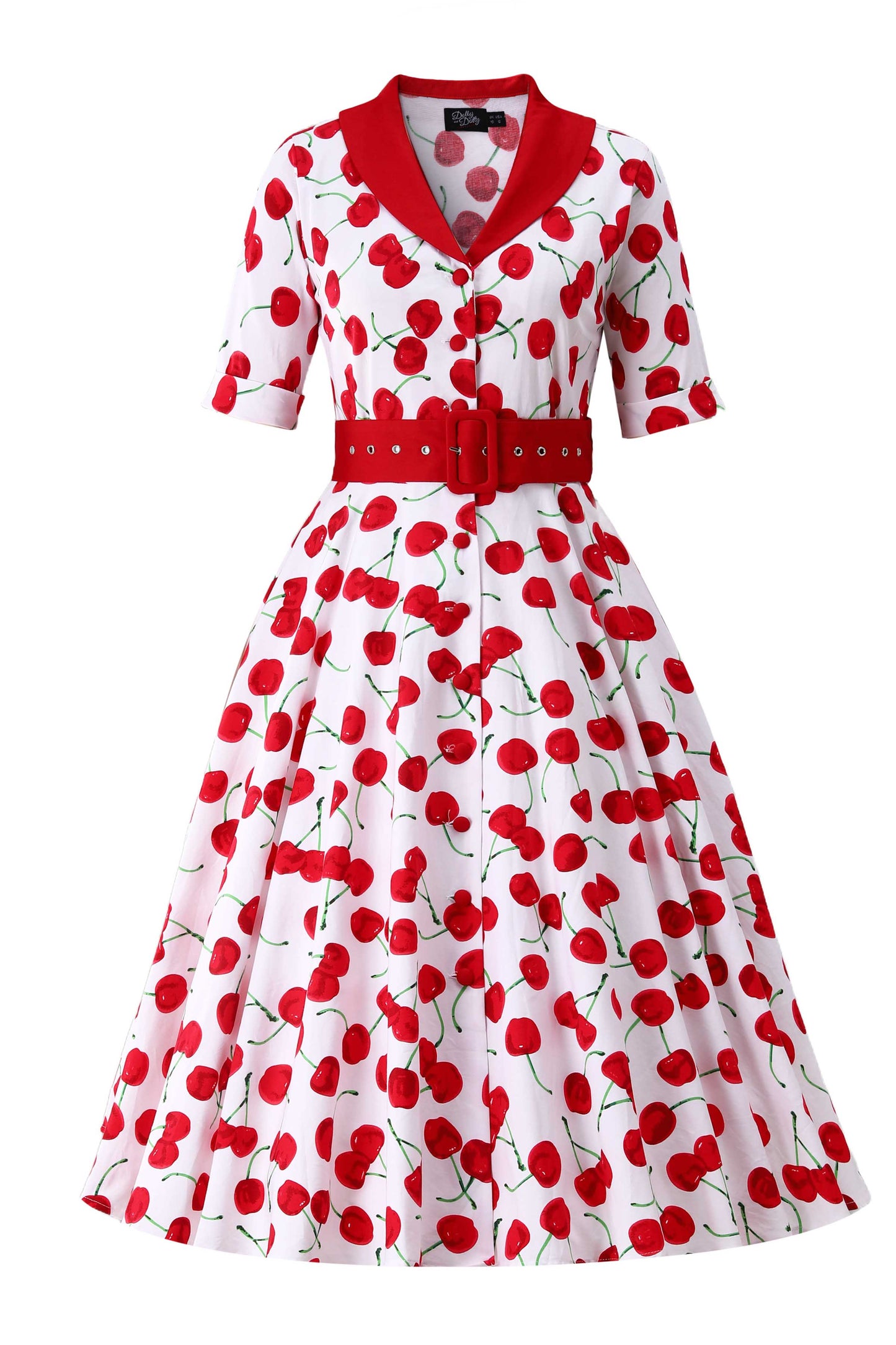 Mollie Cherry Full Circle Shirt Dress In White