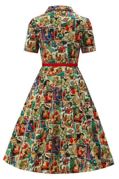 Mabel Comic Book Midi Shirt Dress