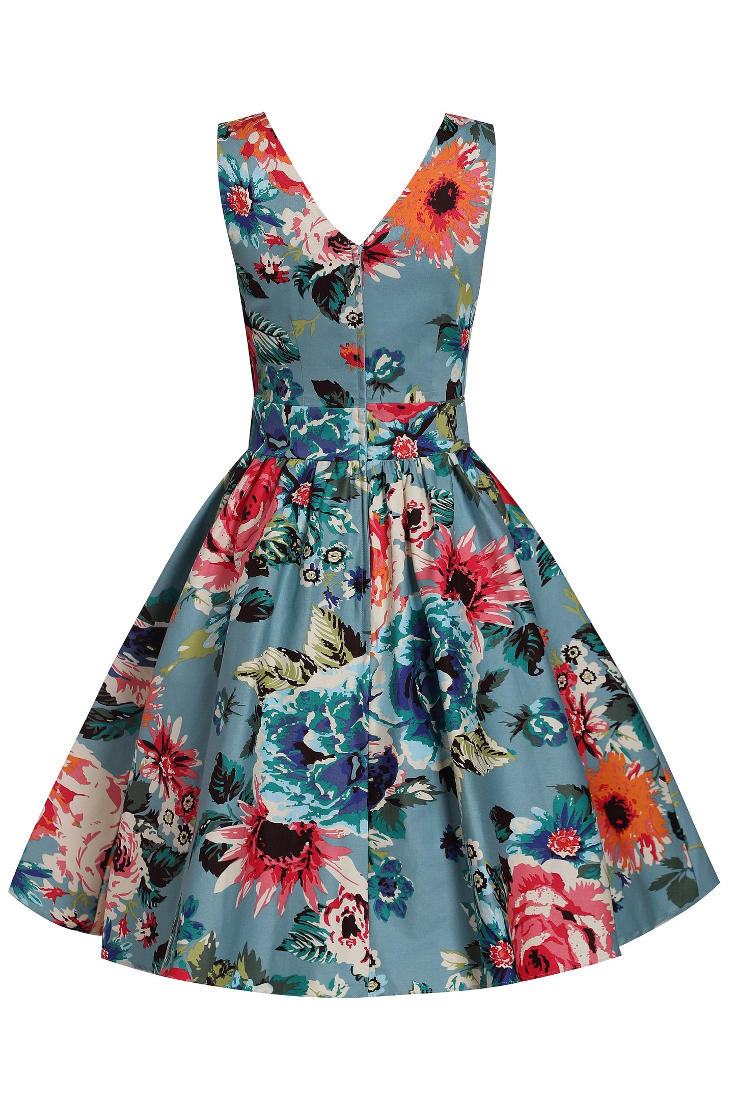 May Crossover Bust Blue Floral Dress
