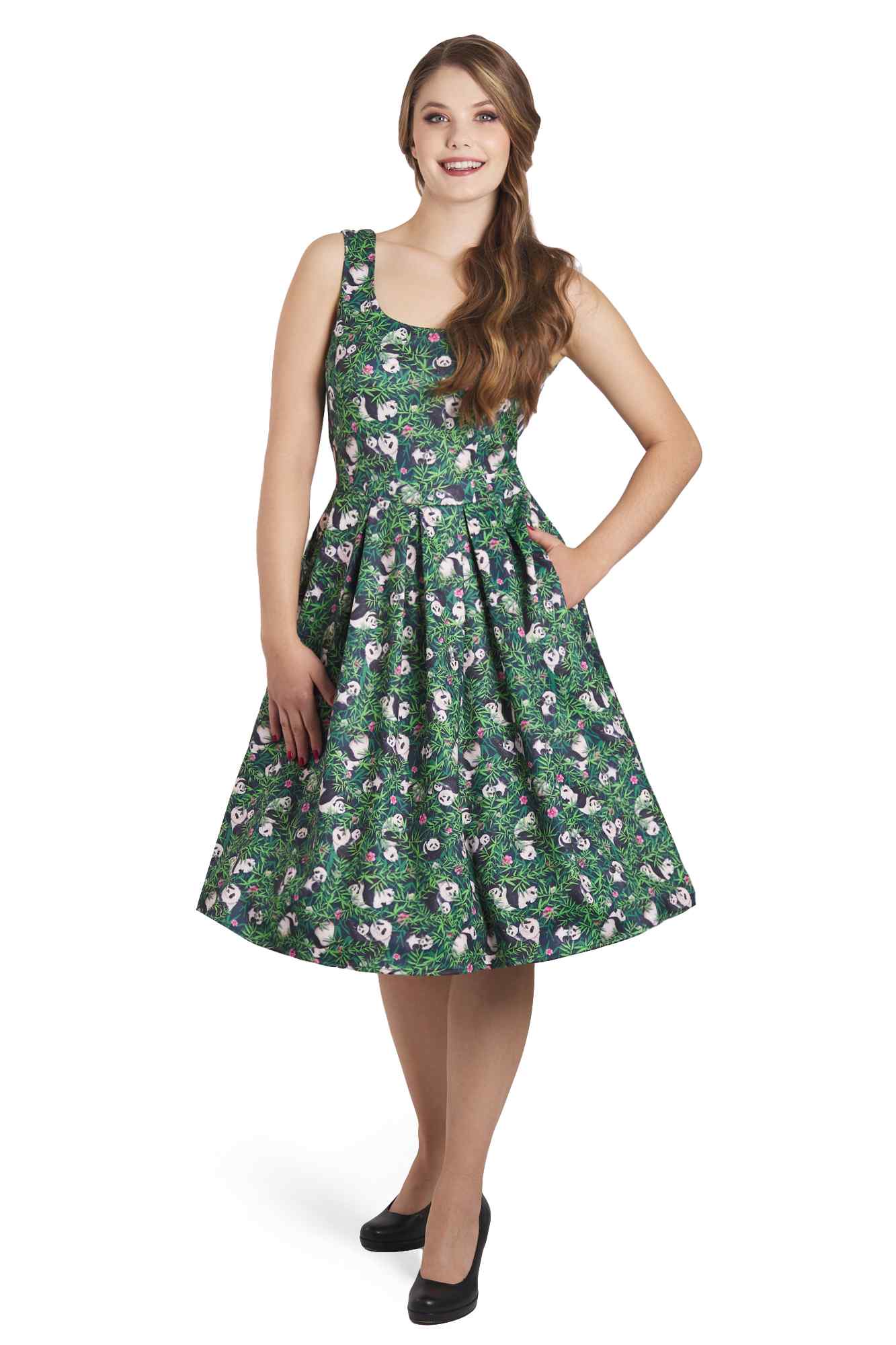 Amanda Panda & Bamboo Forest Print Swing Dress