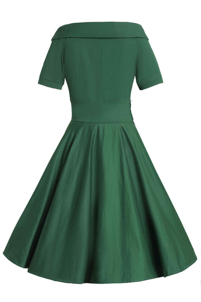 Darlene Green Roll Collar Circle Dress