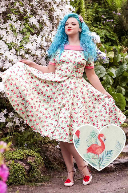 Darlene Pink Flamingo Off Shoulder Dress