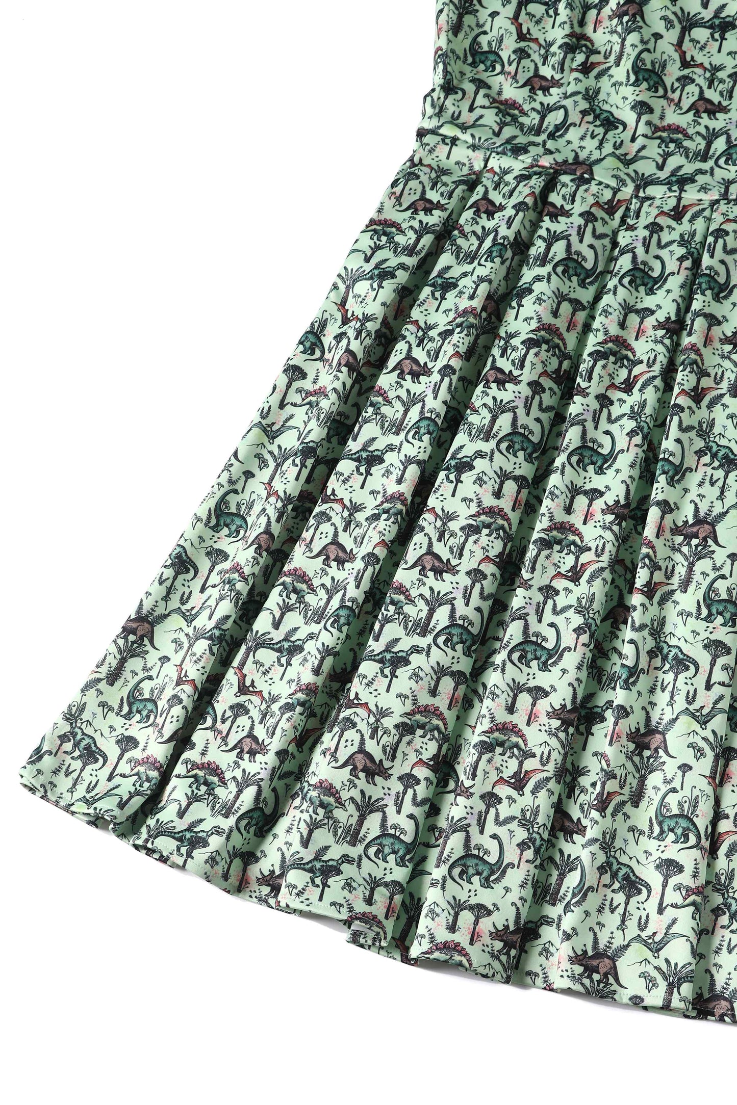 Amanda Dinosaur Green Flared Dress