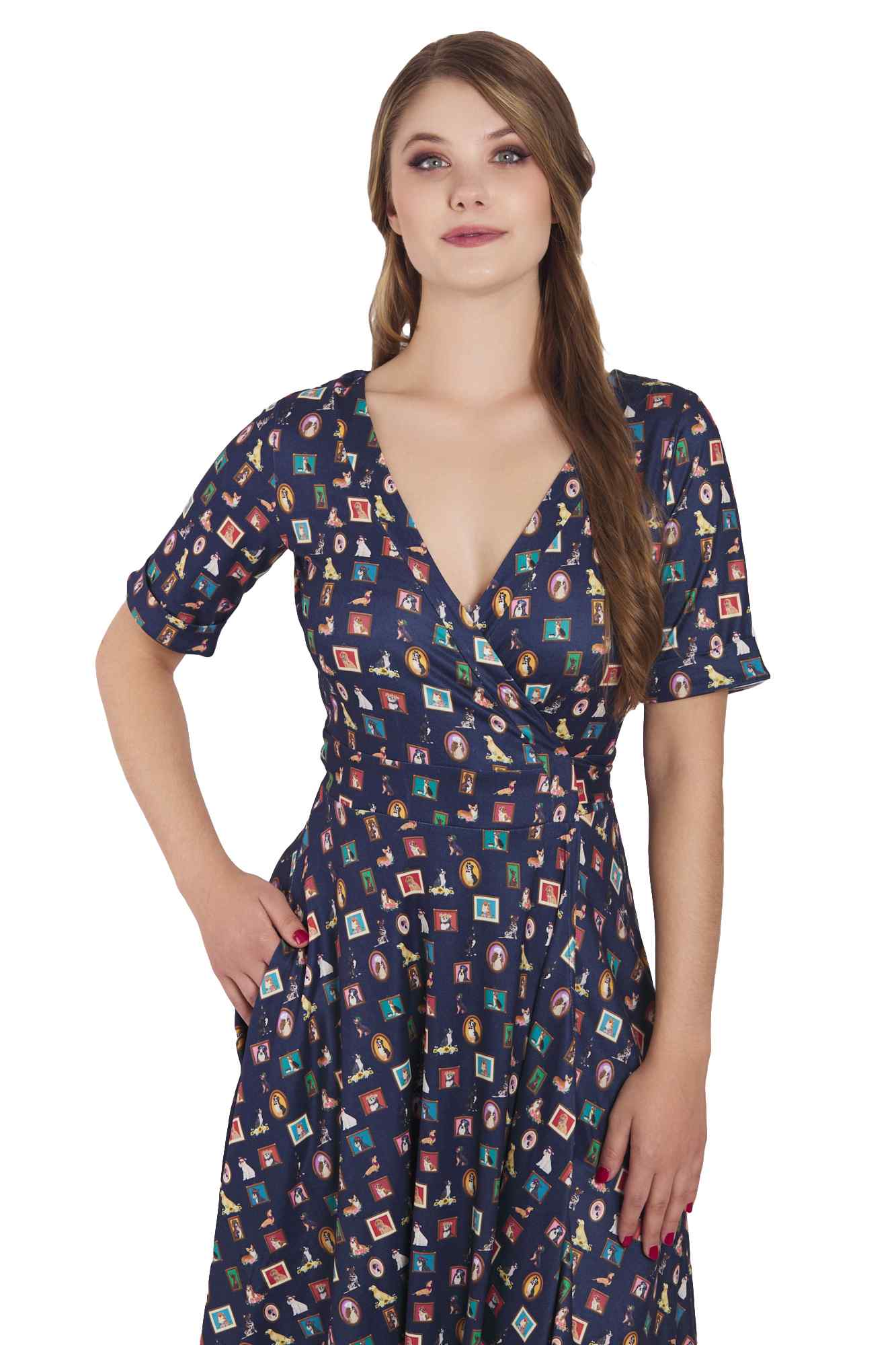 Matilda Dog Picture Frame Wrap Dress