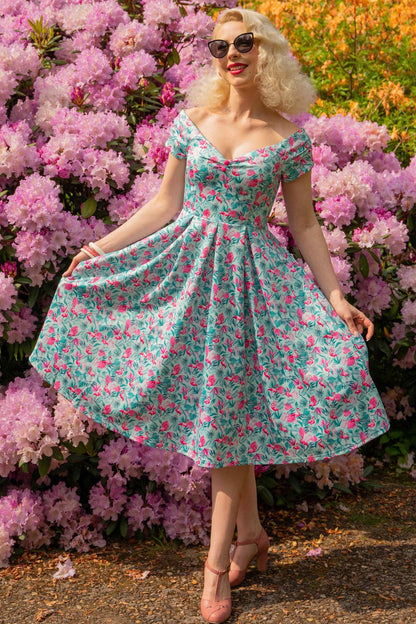 Lily Flamingo Blue Off Shoulder Dress