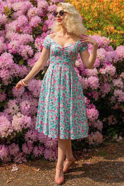 Lily Flamingo Blue Off Shoulder Dress