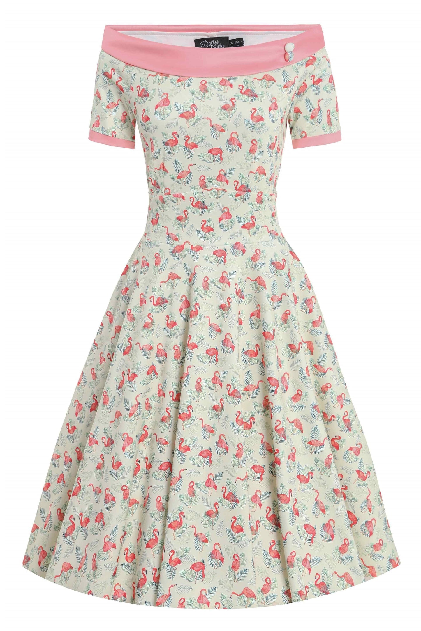 Darlene Pink Flamingo Off Shoulder Dress
