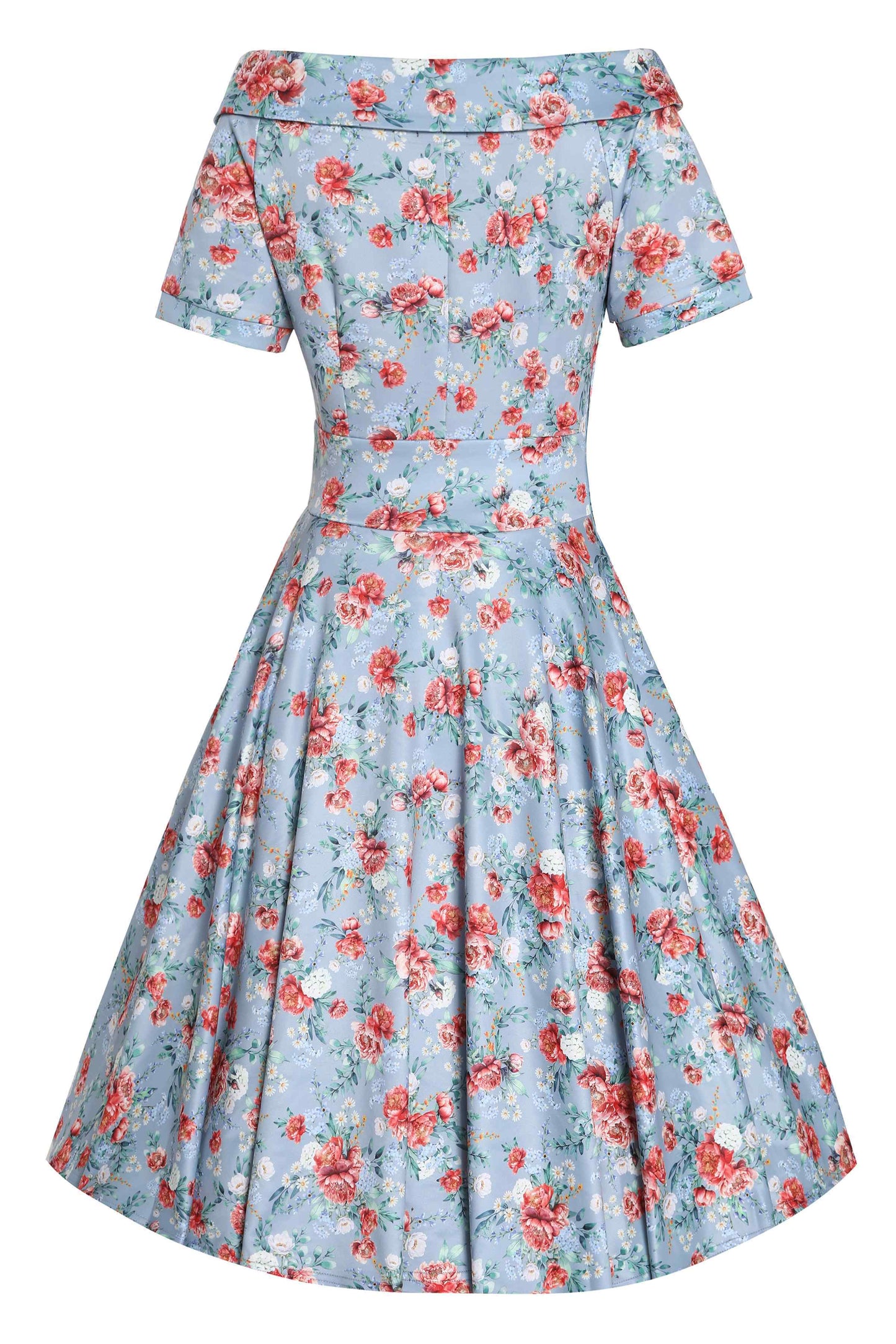 Darlene Blue Floral Off Shoulder Dress