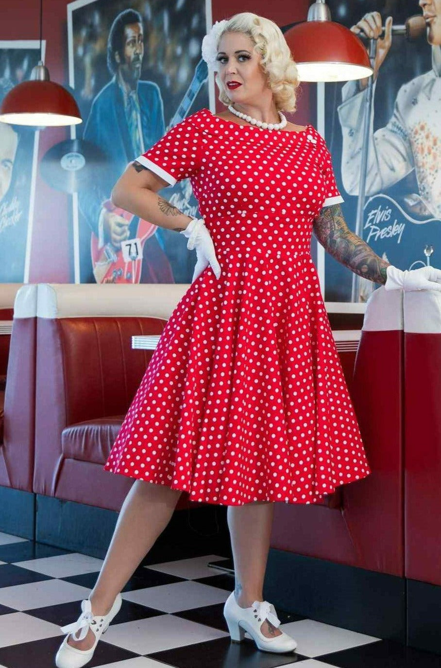 Darlene Full Circle Red Polka Dot Swing Dress