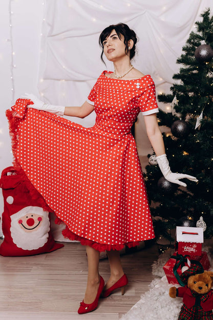 Darlene Full Circle Red Polka Dot Swing Dress