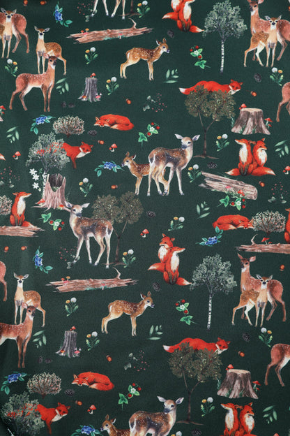 Lily Green Fox & Deer Print Off Shoulder Dress