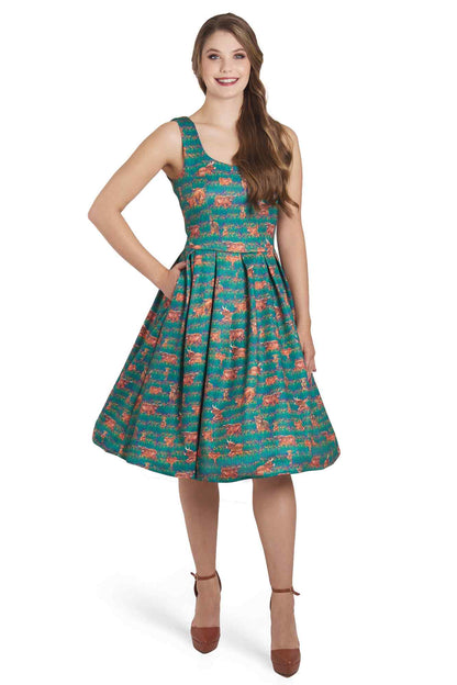 Amanda Green Highland Cattle Swing Dress