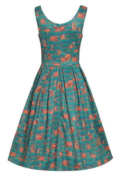 Amanda Green Highland Cattle Swing Dress