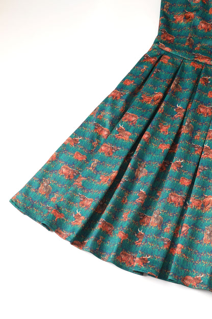 Amanda Green Highland Cattle Swing Dress