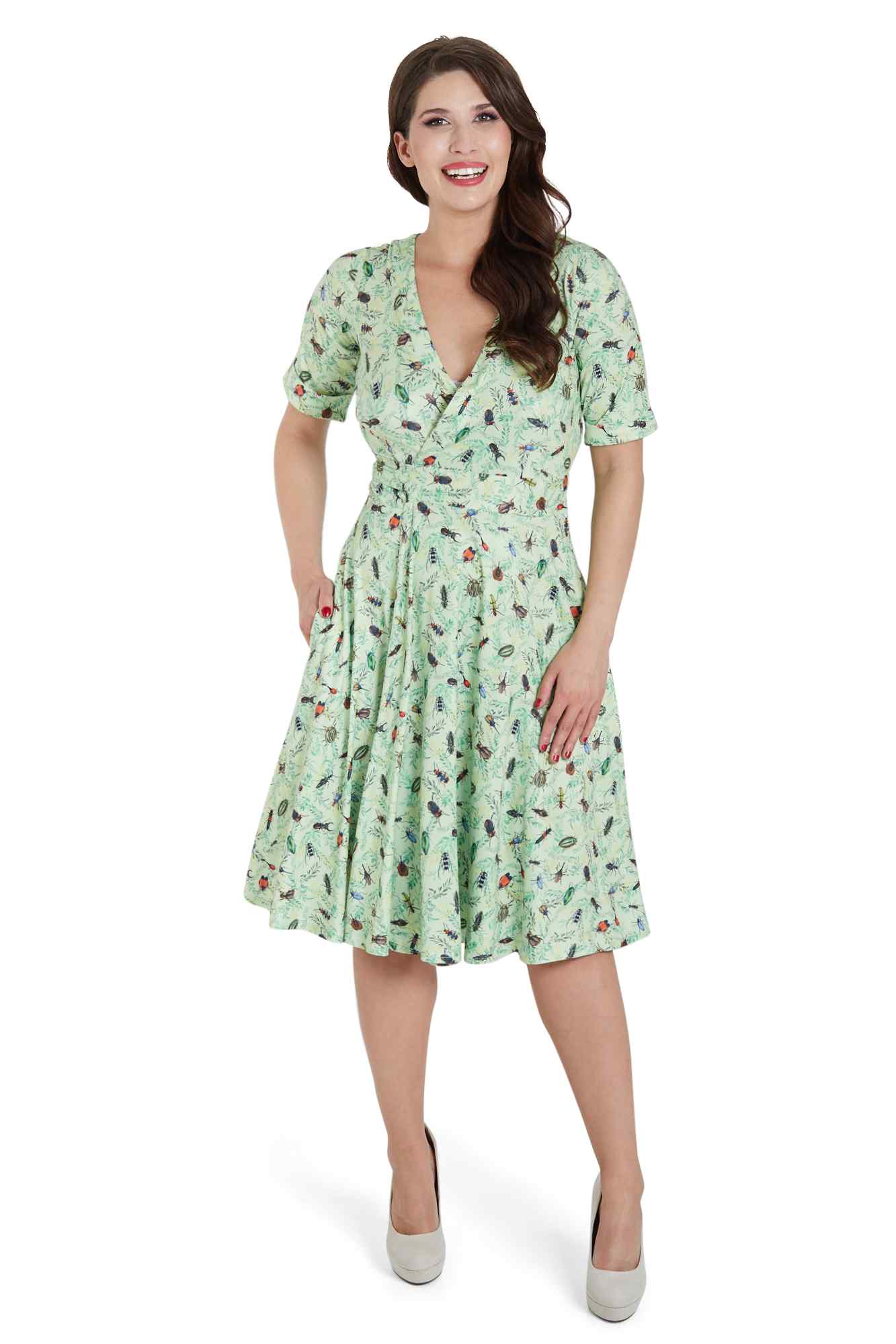 Matilda Green Mint Bug Wrap Dress