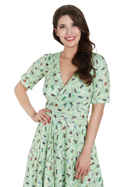 Matilda Green Mint Bug Wrap Dress