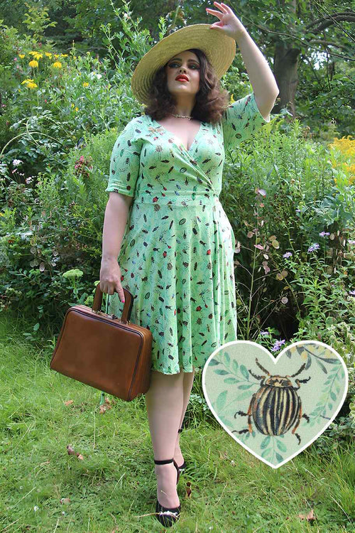 Matilda Green Mint Bug Wrap Dress
